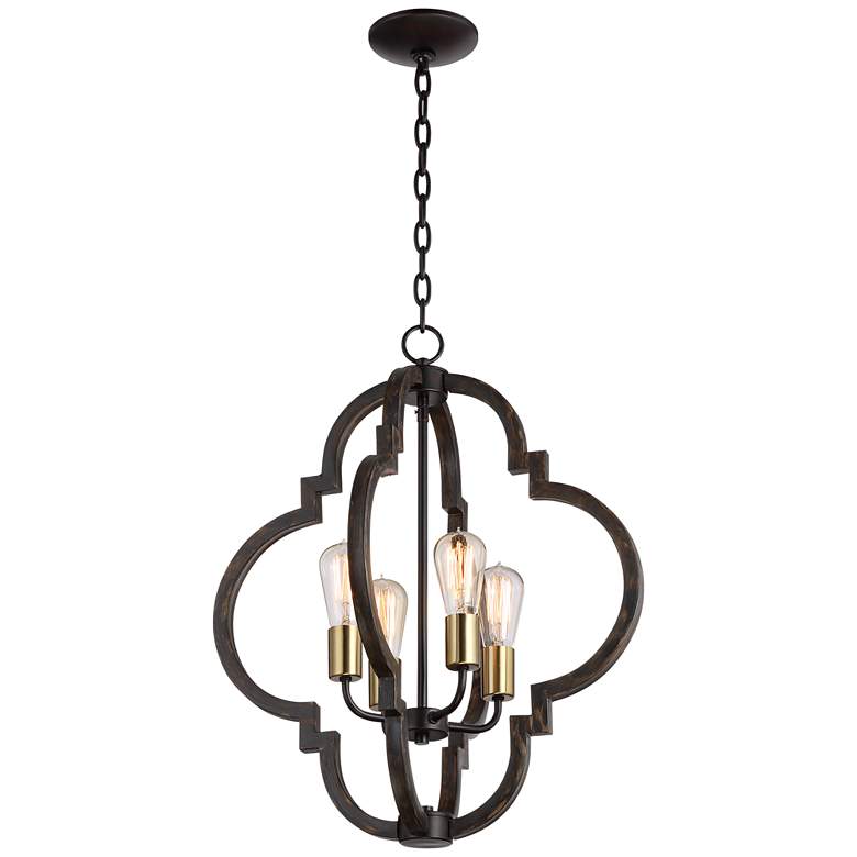 Image 6 Possii Euro Ayoura 20" Wide Wood Grain 4-Light LED Pendant Chandelier more views