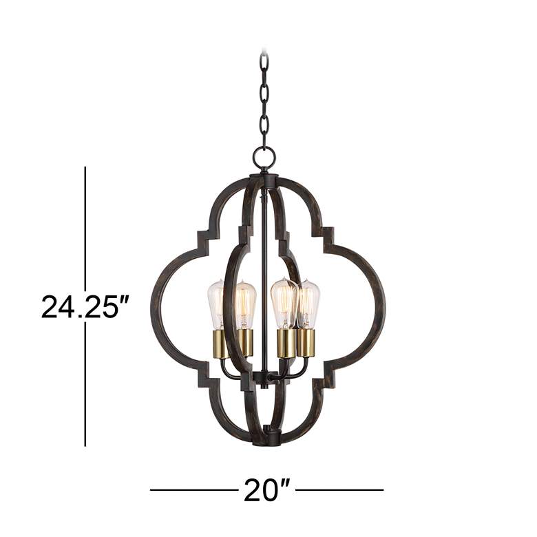 Image 7 Possii Euro Ayoura 20" Wide Wood Grain 4-Light LED Pendant Chandelier more views