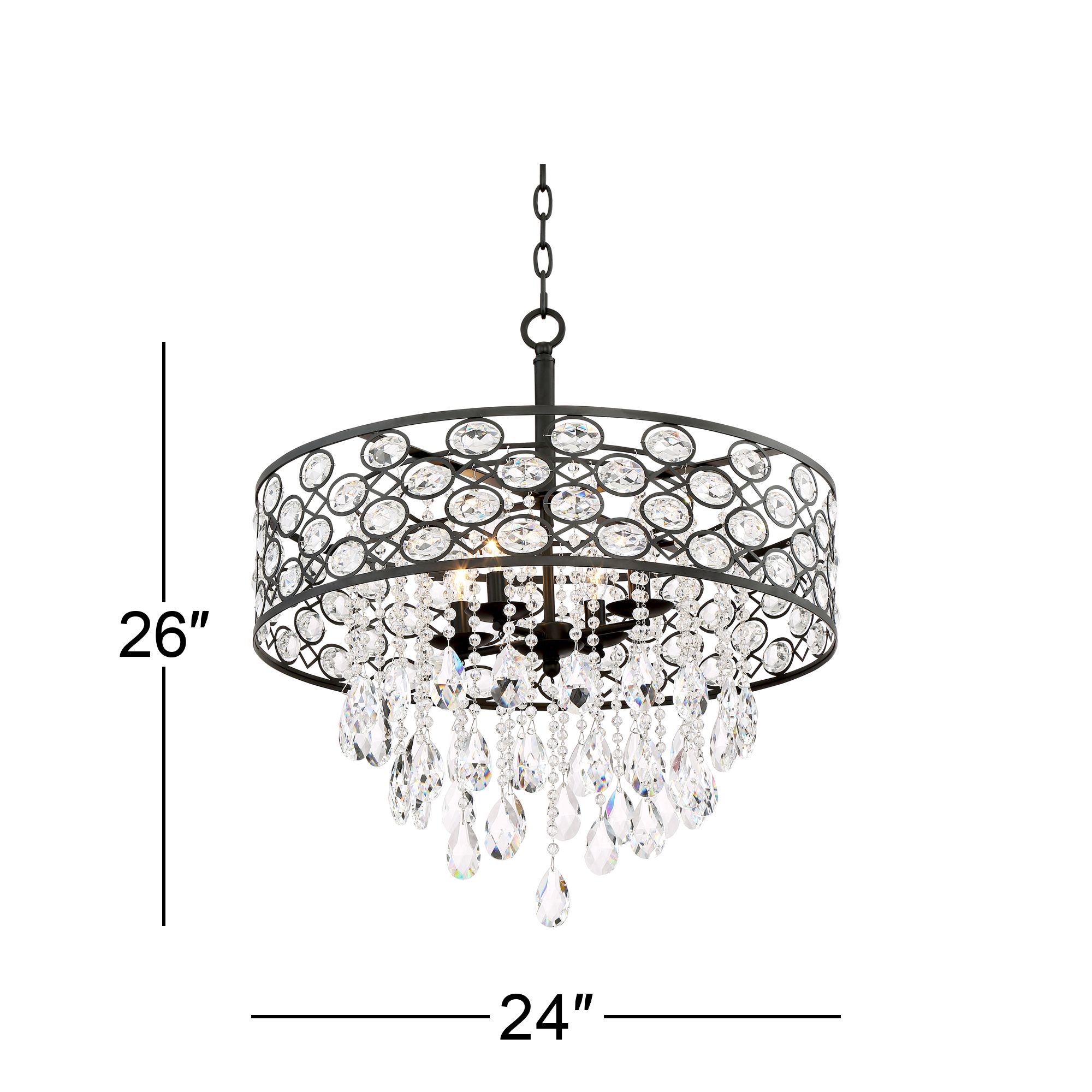 Ellena 24 Wide 4 Light Black Crystal Pendant Light