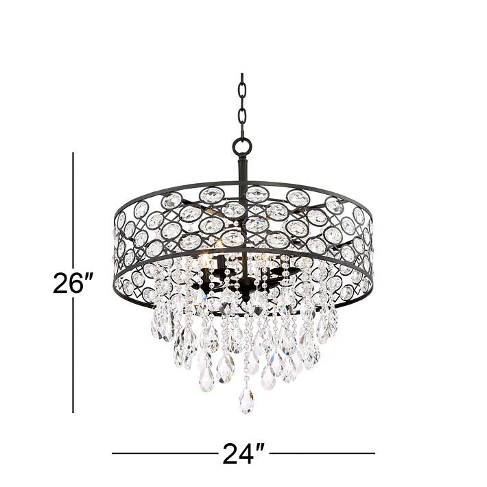 Ellena 24 Wide 4 Light Black Crystal Pendant Light