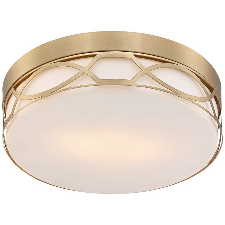 Possini Euro Giltner 11 1/4&quot; Satin Brass Modern Luxe Ceiling Light more views