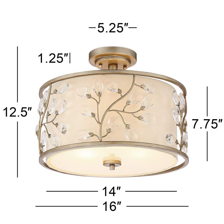 Crystal Buds 16&quot; Wide Antique Silver Drum Ceiling Light more views