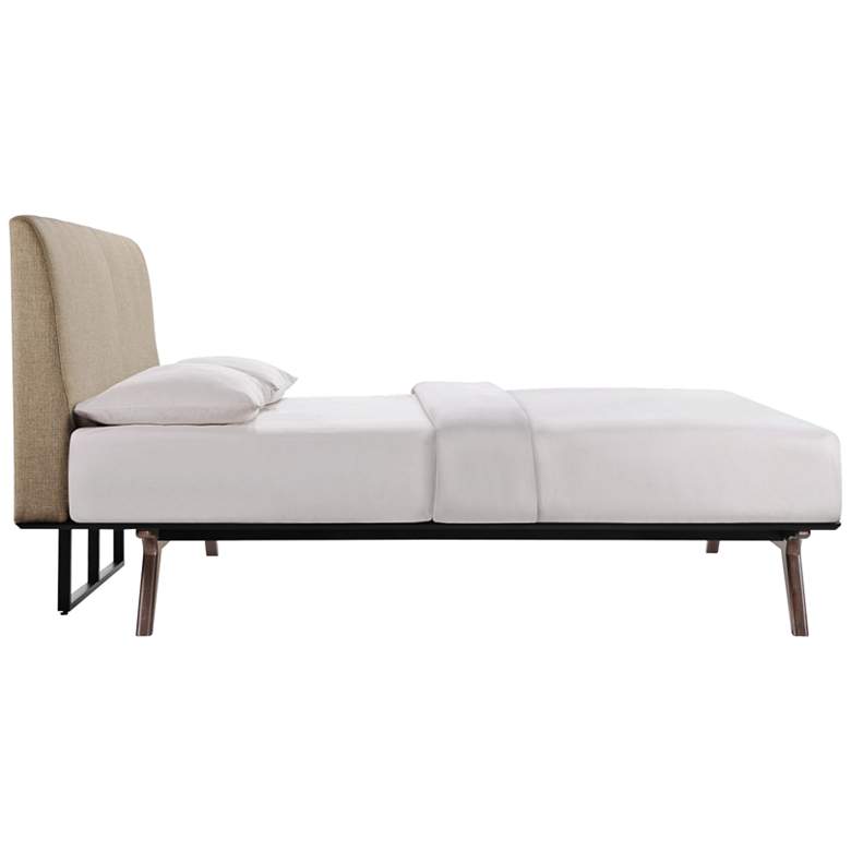 Tracy Latte Fabric Cappuccino Queen Platform Bed more views