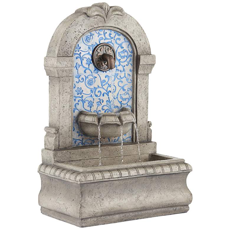 Manhasset 30 1/4&quot; High Stone and Blue Outdoor Floor Fountain more views