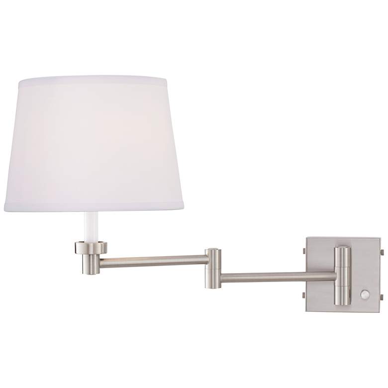 Image 7 Vero Brushed Nickel Modern Swing Arm Plug-In Wall Lamp with USB Port more views