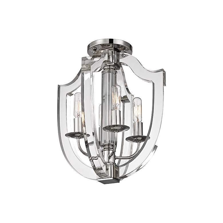 Image 2 Hudson Valley Arietta 12 1/2"W Polished Nickel Ceiling Light more views