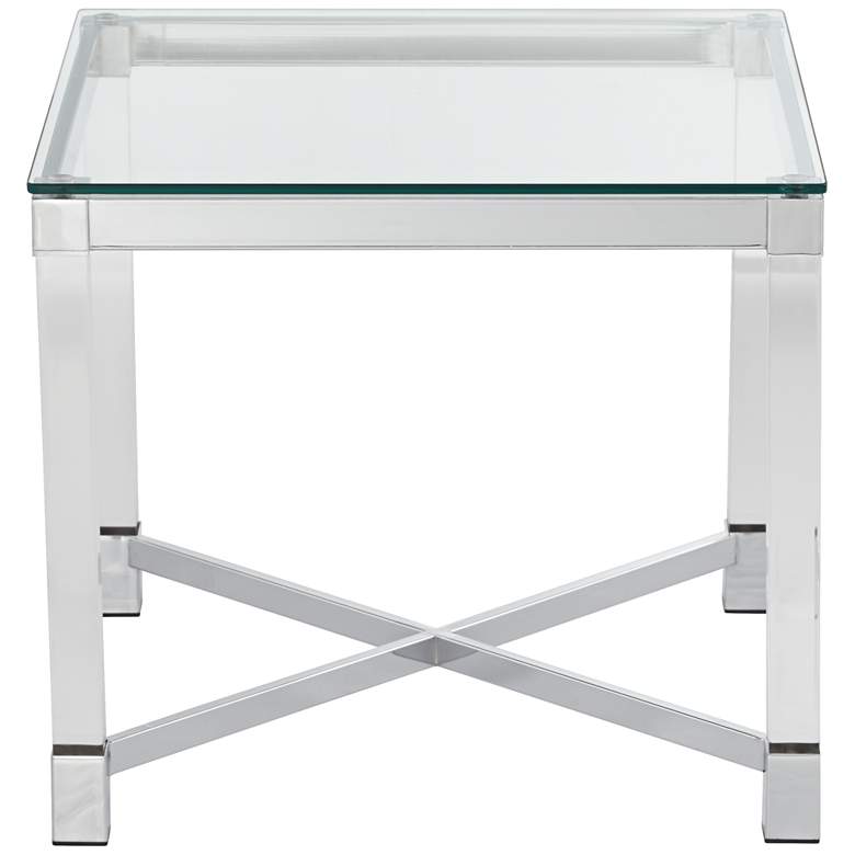 Jenna Chrome and Acrylic 22&quot; Square Modern Accent Table more views