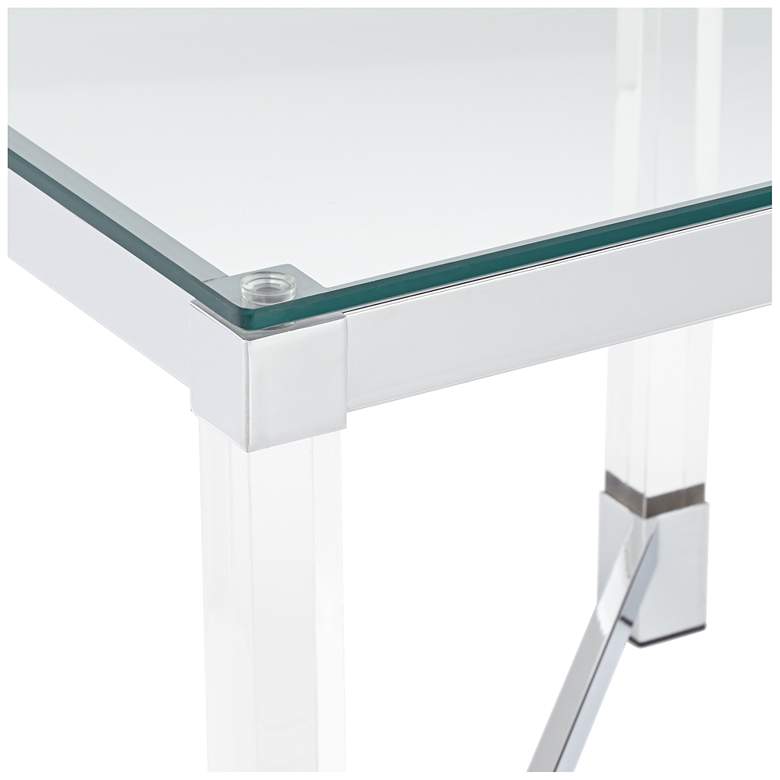 Jenna Chrome and Acrylic 22&quot; Square Modern Accent Table more views