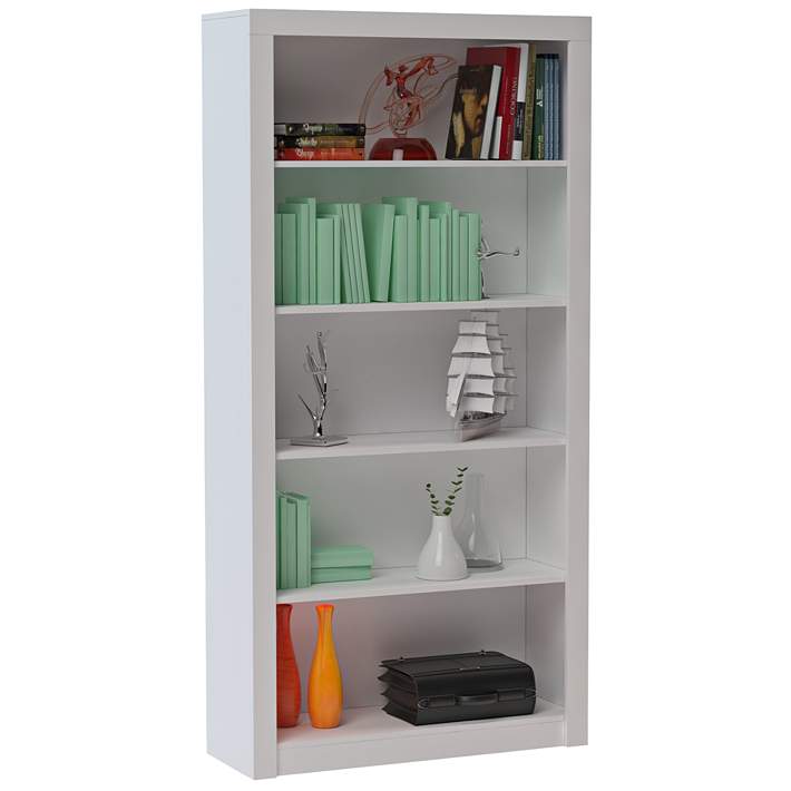 Accentuations Olinda 1 0 White 5 Shelf, Manhattan Comfort Serra 1 0 White 5 Shelves Bookcase