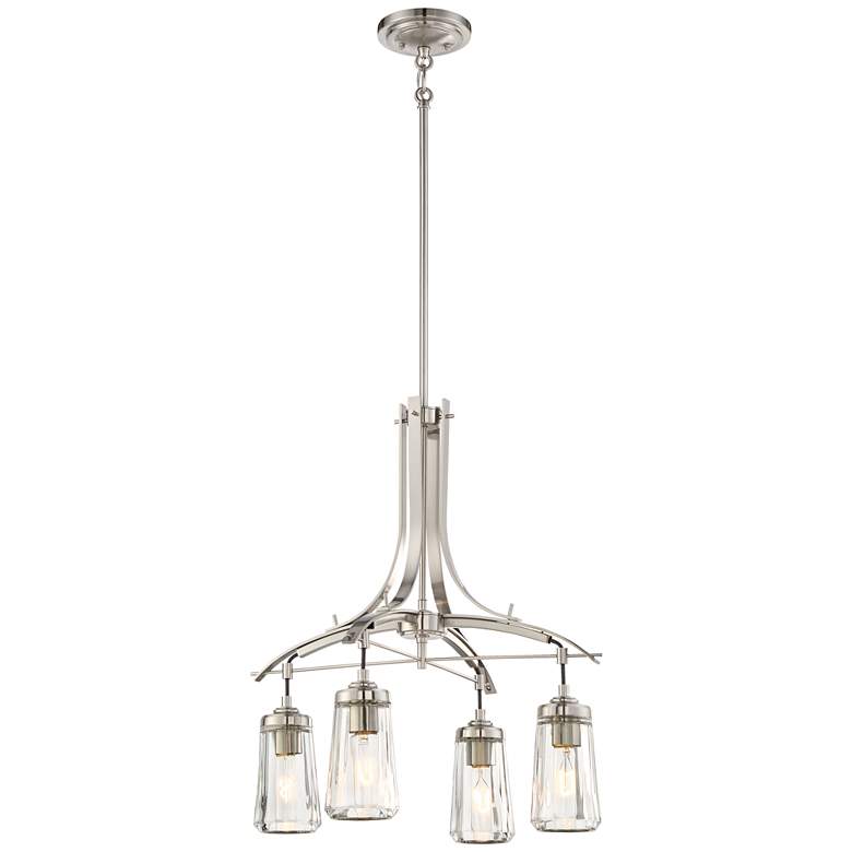 Poleis 21&quot; Wide Brushed Nickel 4-Light Chandelier more views