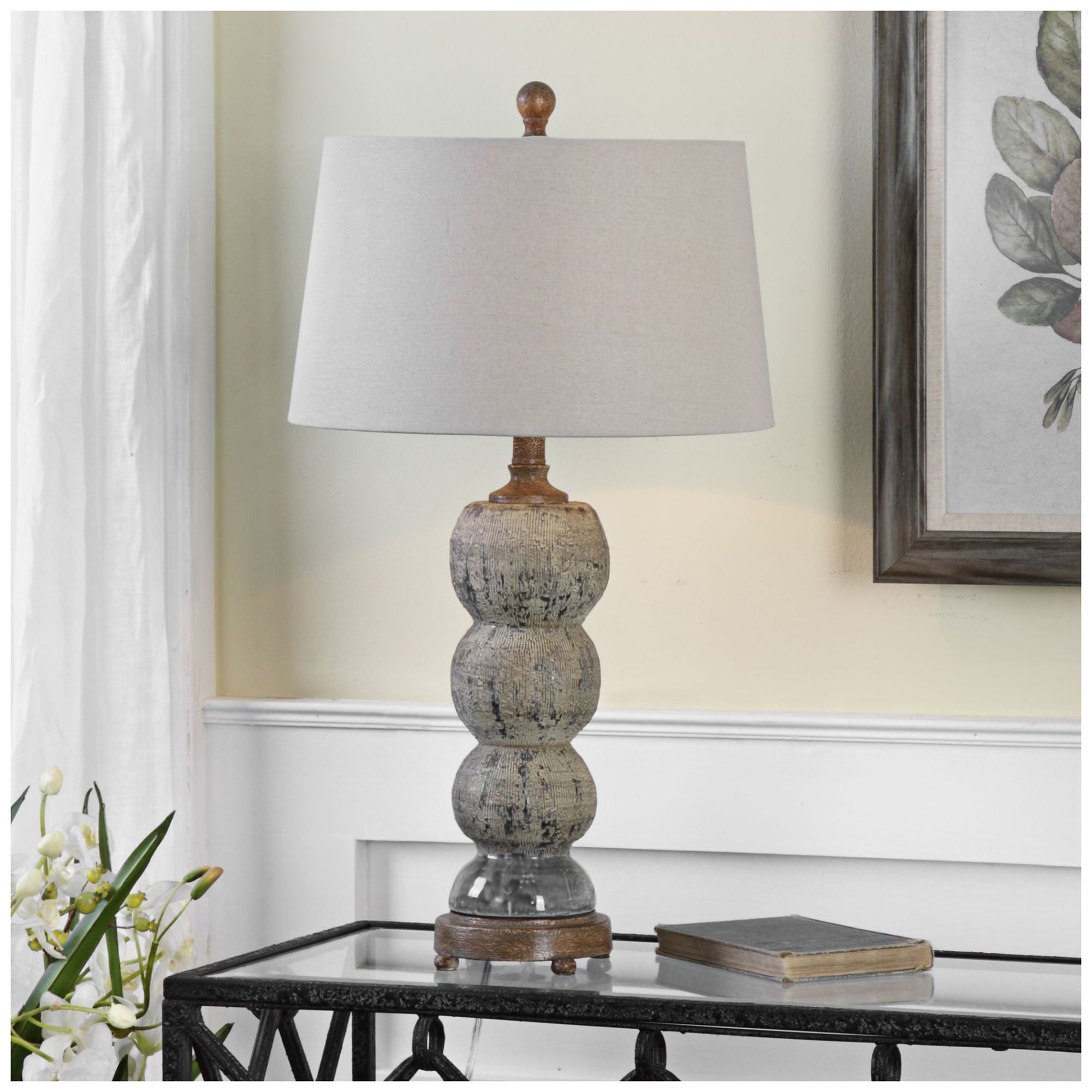 Uttermost Amelia BlueGray Textured Ceramic Table Lamp 9W472 Lamps
