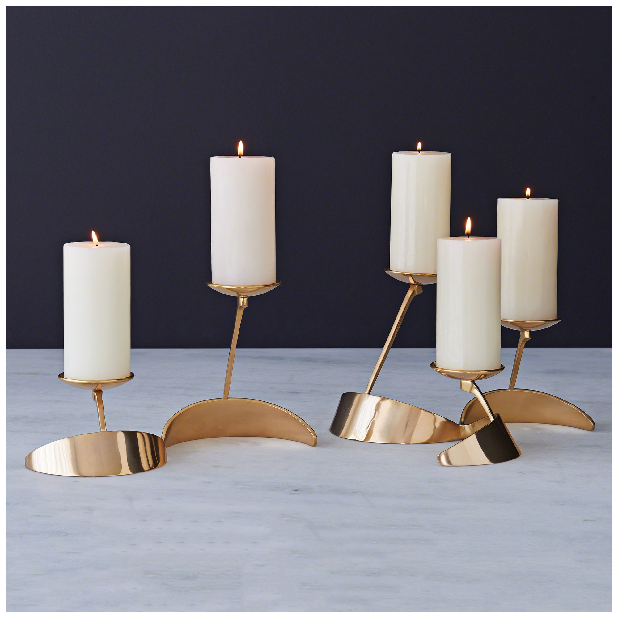 Goleta Polished Brass "S" Pillar Candle Holder 9W900 Lamps Plus