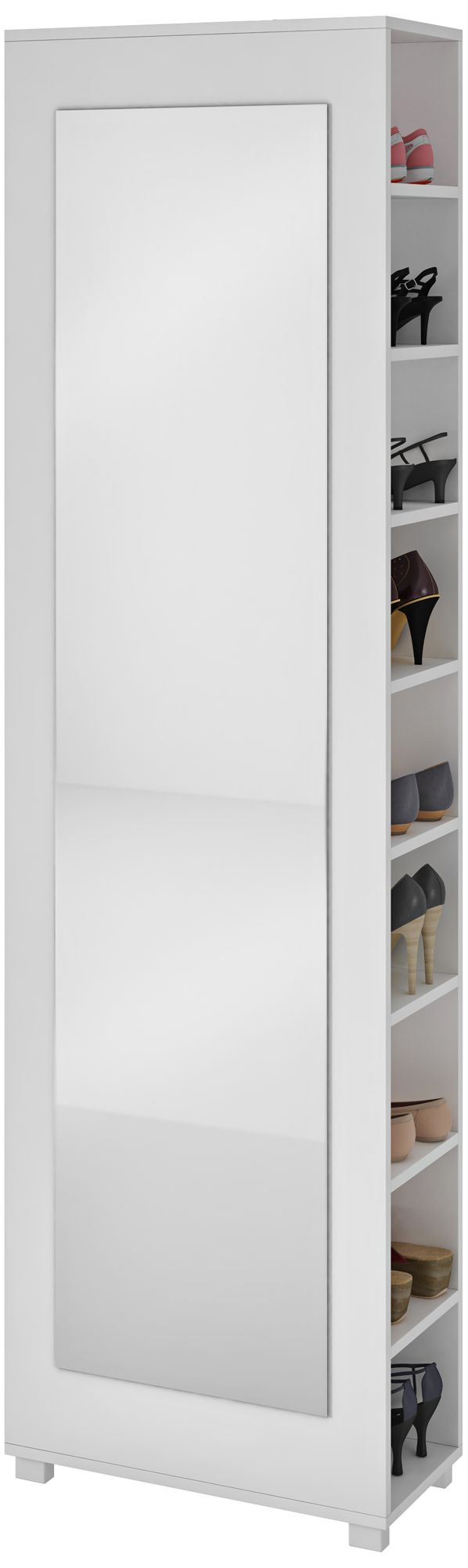 Valencia 2.0 White Wood Shoe Closet with Mirror