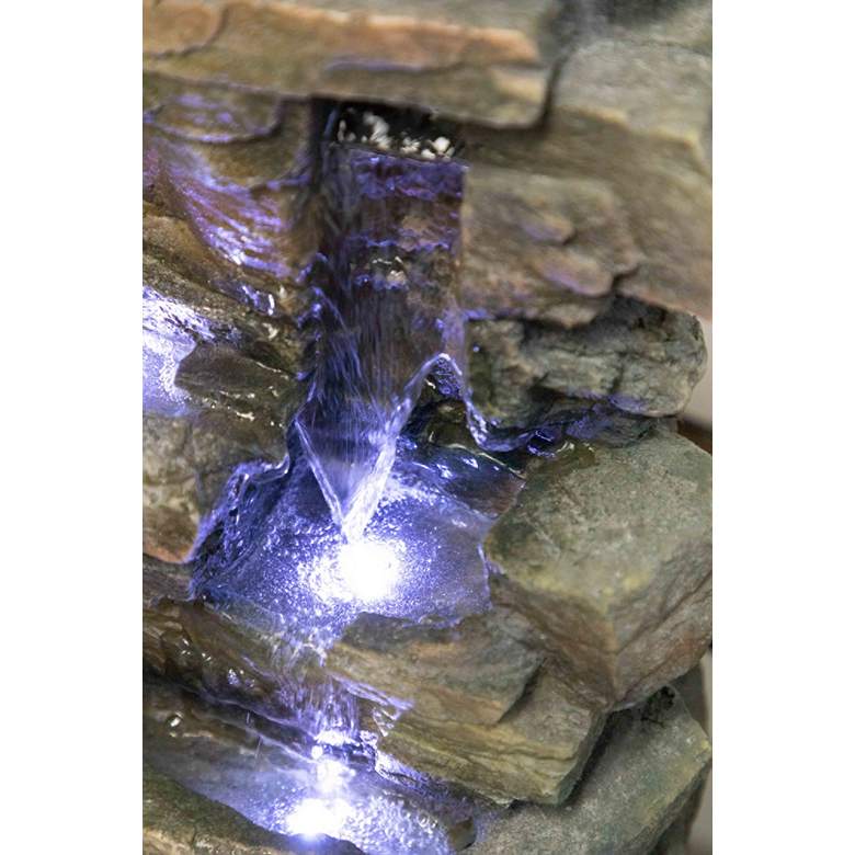 Faux Slate Stone Waterfall 13&quot; High Tabletop Fountain more views