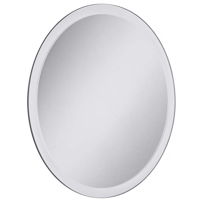 Round Frameless 42 Wide Beveled Mirror, 42 Round Mirror Silver