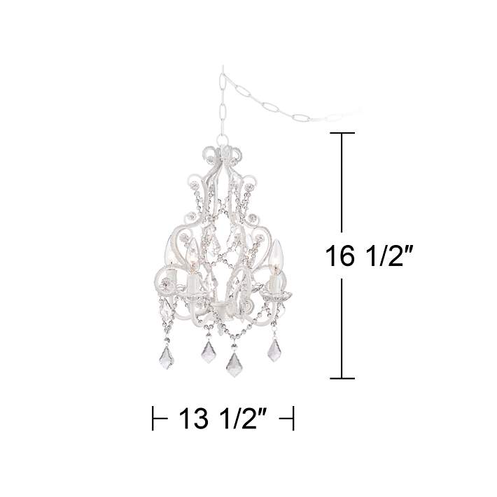 White With Crystal Accents Plug In Swag, Small Plug In Swag Chandelier