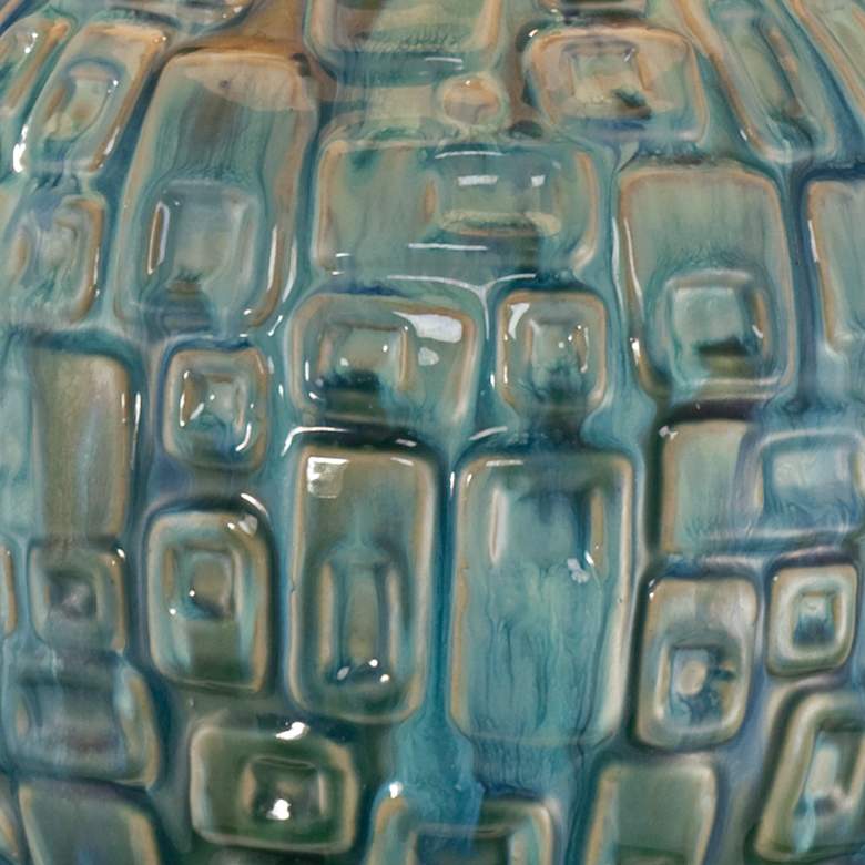 Image 4 Mid-Century Teal Ceramic Gourd Table Lamp more views