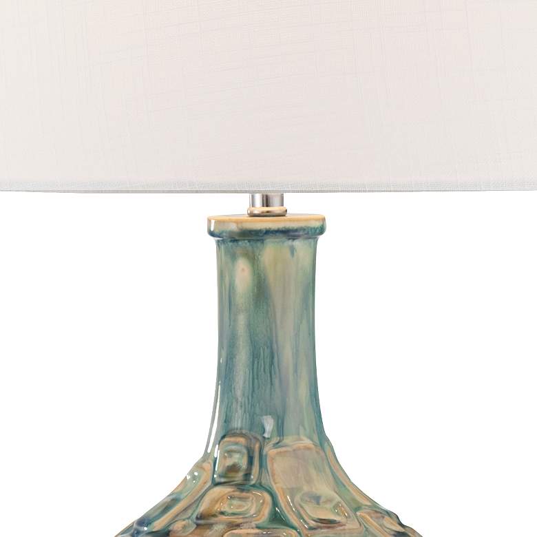 Image 5 Mid-Century Teal Ceramic Gourd Table Lamp more views