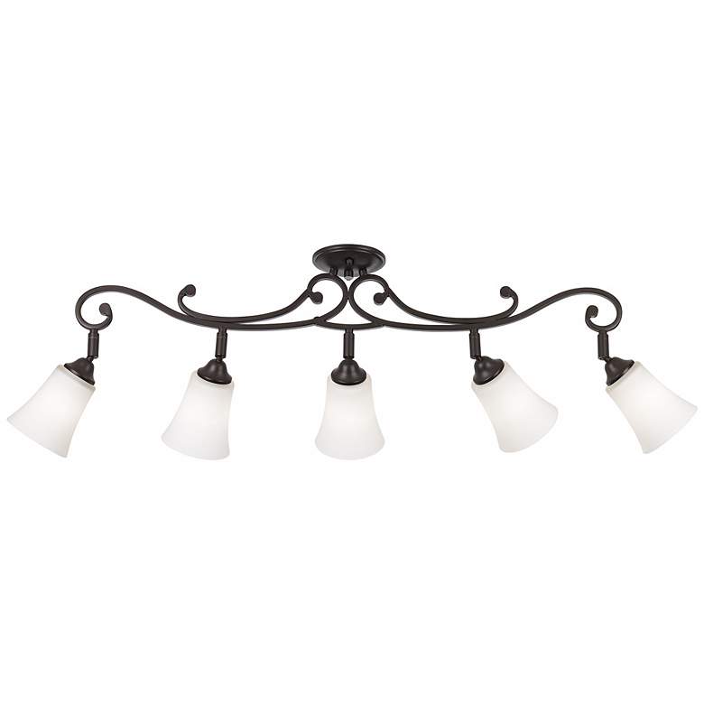Leaf and Vine White Painted Glass 5-Light Track Fixture more views