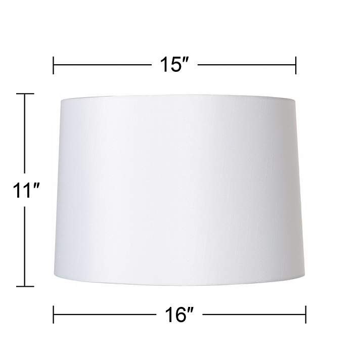 White Fabric Hardback Lamp Shade, Drum Lamp Shade 16 Height