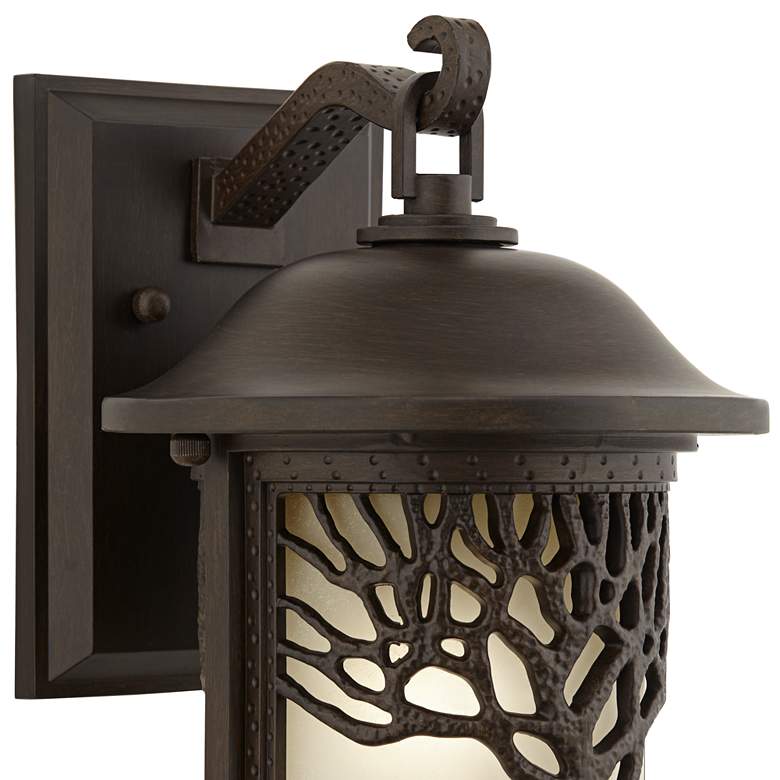 Mission Style Oak Tree 12 1/4&quot; High Bronze Outdoor Wall Light more views