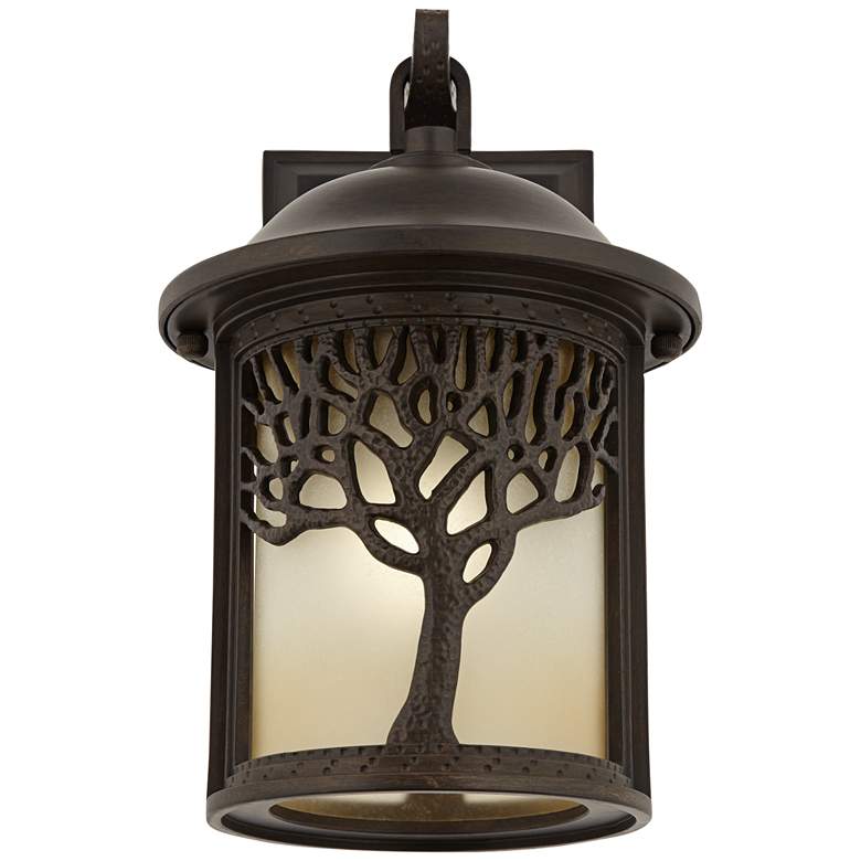 Mission Style Oak Tree 12 1/4&quot; High Bronze Outdoor Wall Light more views