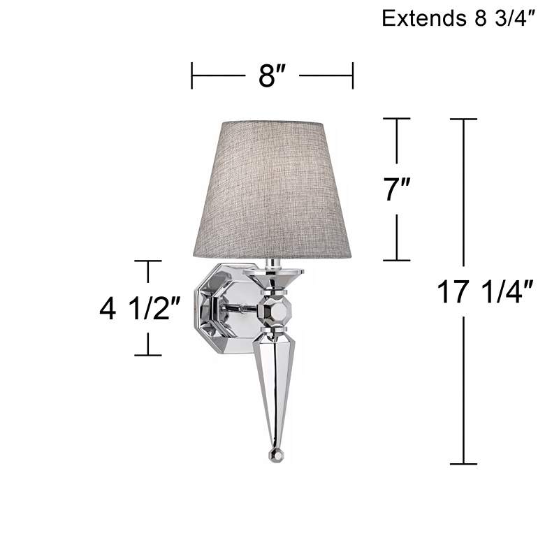 Image 7 Clarice Gray Fabric Shade 17 1/4" High Chrome Wall Sconce more views