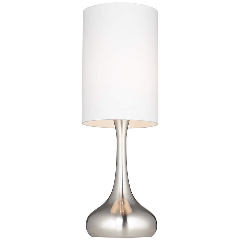 Brushed Nickel Droplet Table Lamp with Cylinder Shade more views