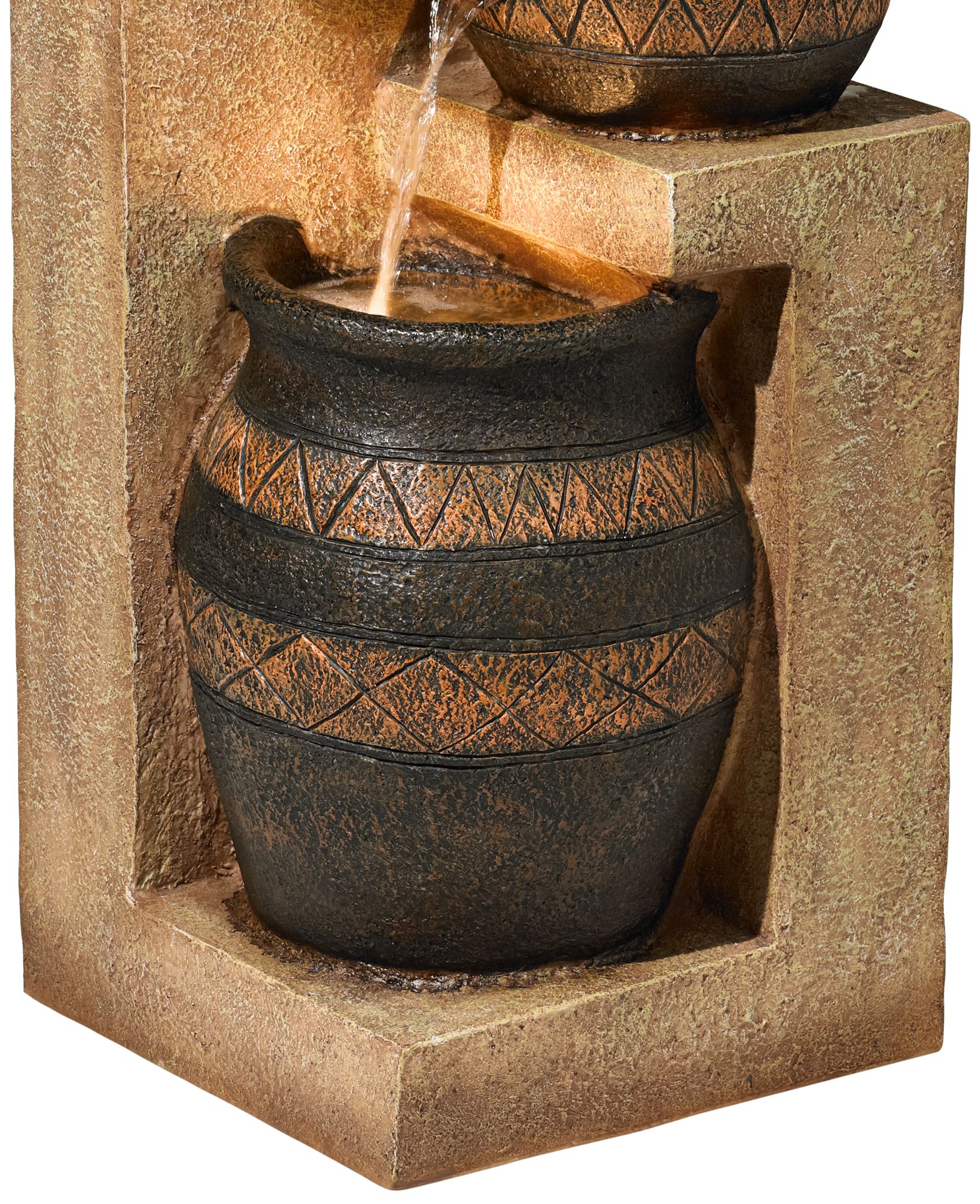 john timberland three tier indoor outdoor floor water on stoneware bowl and jar indoor outdoor fountain