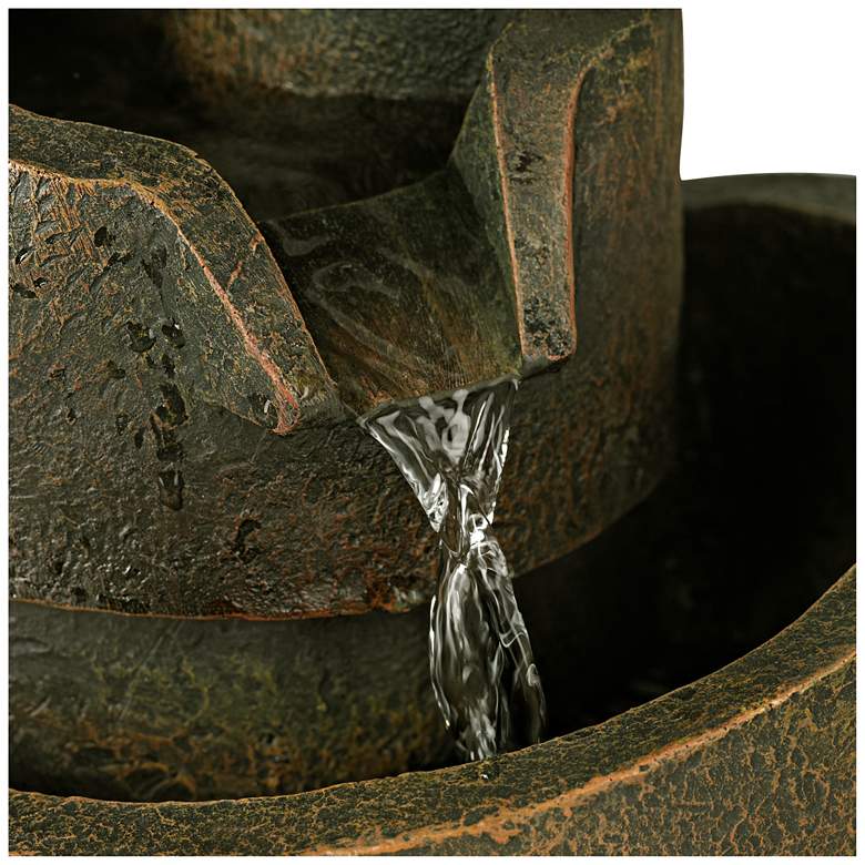Image 6 3-Tier Bronze Stone Contemporary 9 3/4" High Tabletop Fountain more views