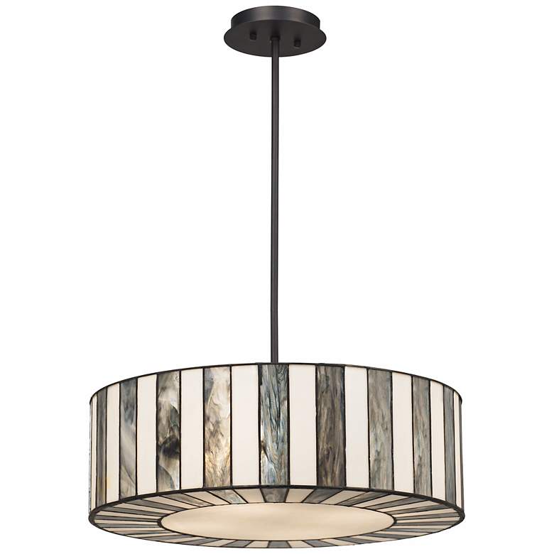 Image 4 Tiffany Style 20" Wide Striped Art Glass Pendant Light more views