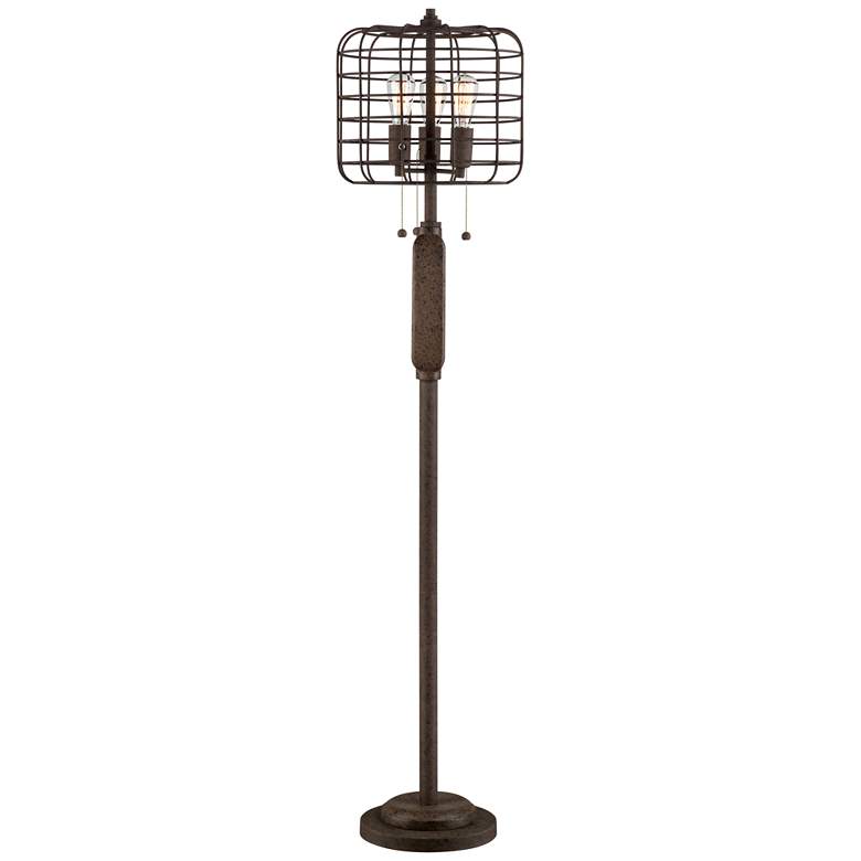 Industrial Cage Bronze Floor Lamp with Edison LED Bulbs more views