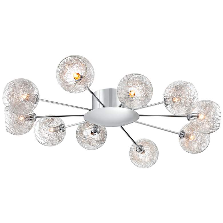 Image 6 Possini Euro Wired 38" Wide Glass and Chrome Ceiling Light more views