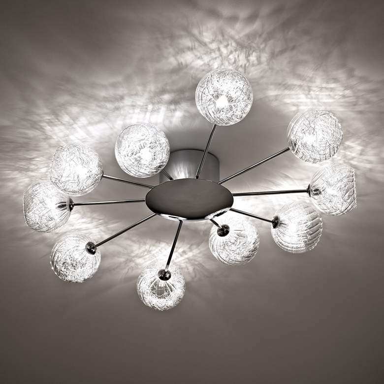 Image 7 Possini Euro Wired 38" Wide Glass and Chrome Ceiling Light more views
