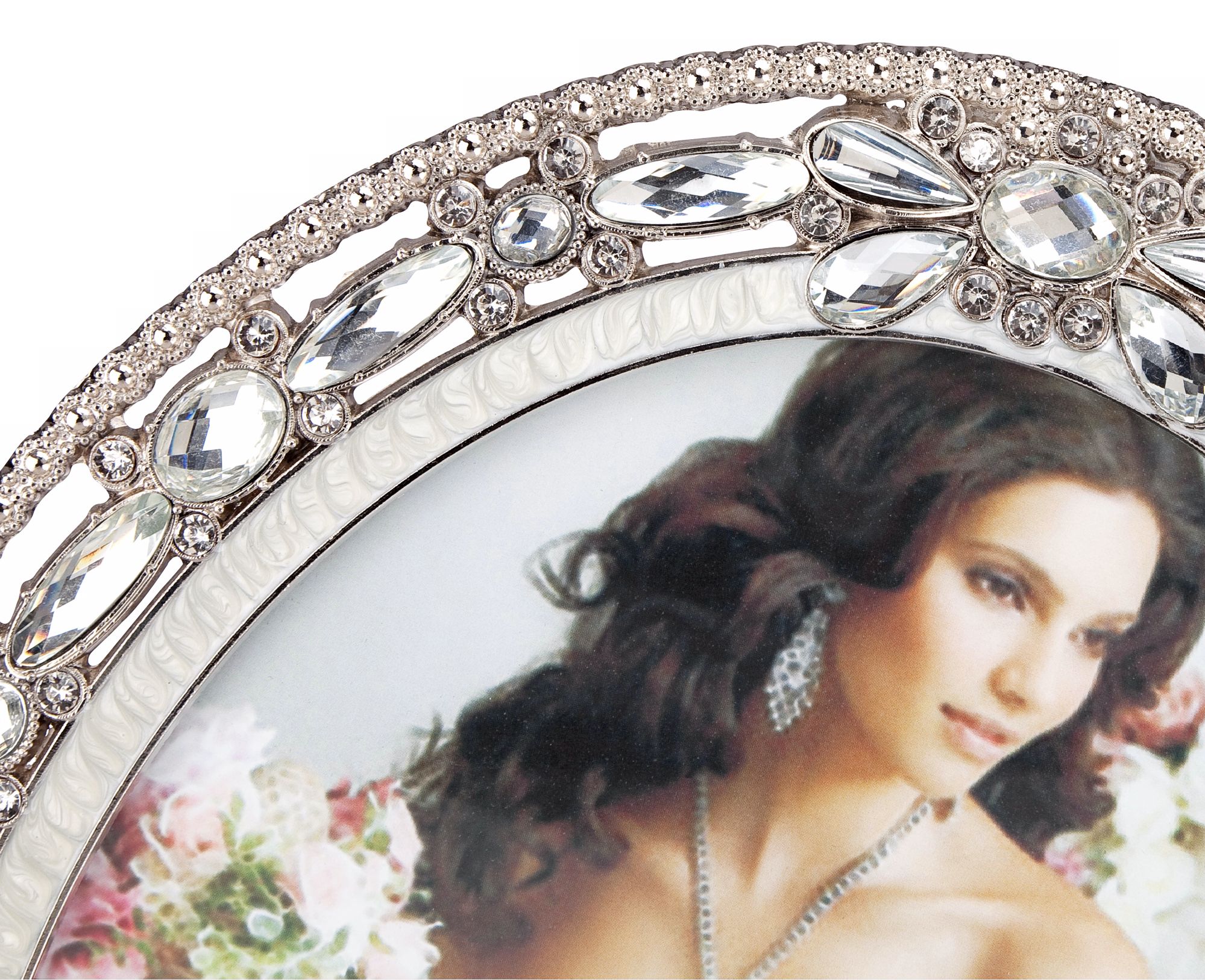 Clear Beaded Pewter 8x10 Oval Picture Frame X0661 Lamps Plus