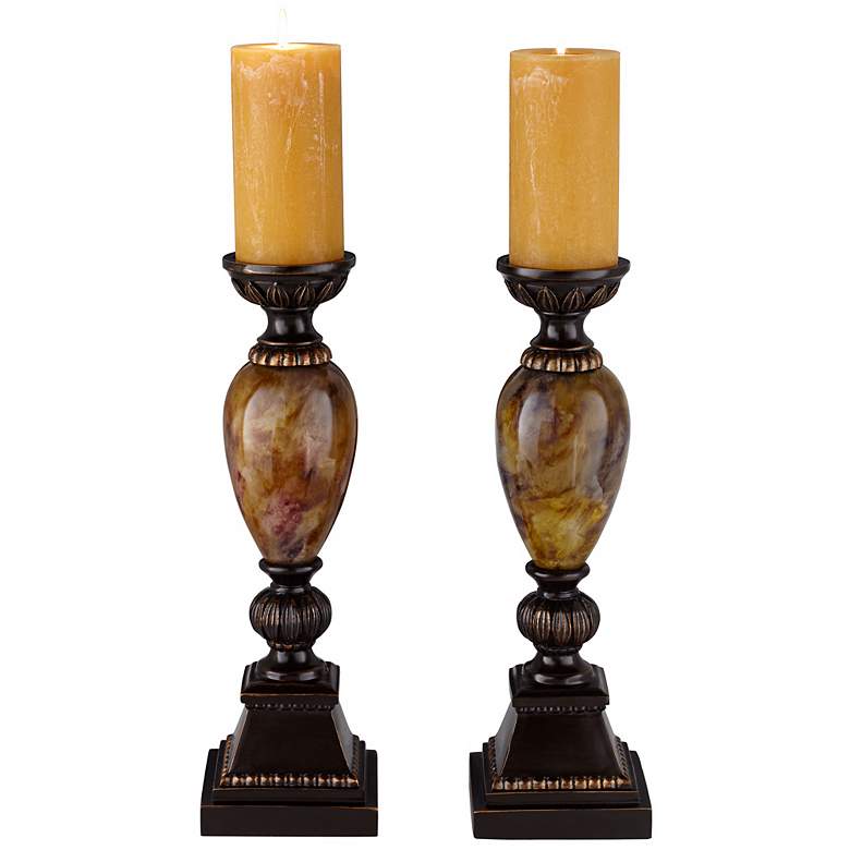 Kathy Ireland Mulholland 16&quot;H Pillar Candle Holders Set of 2 more views