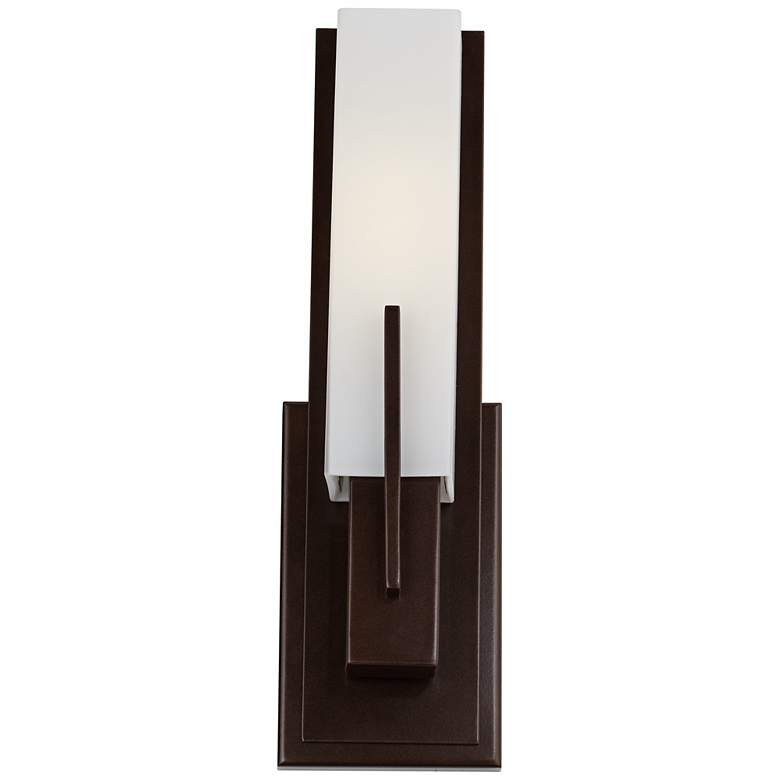 Image 6 Possini Euro Midtown 15" High White Glass Bronze Wall Sconce more views