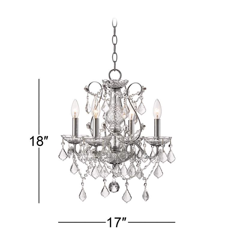 Image 5 Grace 17" Wide Chrome and Crystal 4-Light Chandelier more views