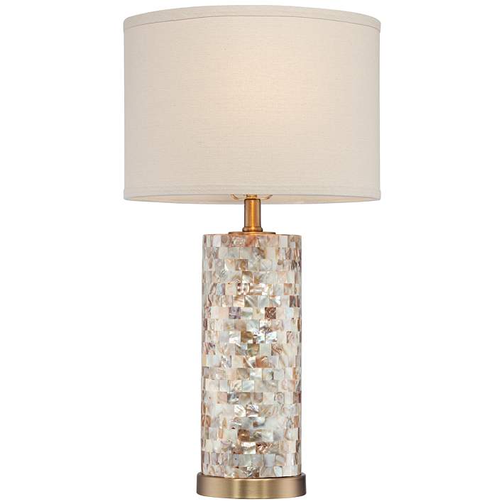 Margaret Mother Of Pearl Tile Cylinder, Mother Of Pearl Tall Floor Lamp