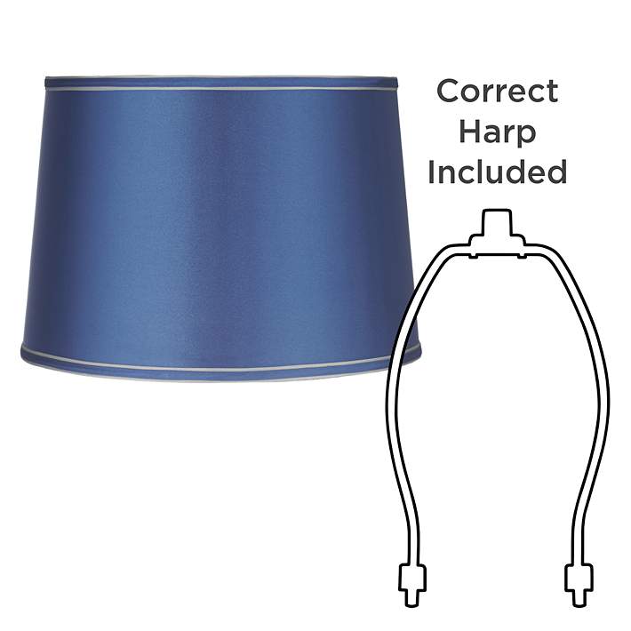 Sydnee Satin Medium Blue Drum Lamp, Blue Barrel Lamp Shade