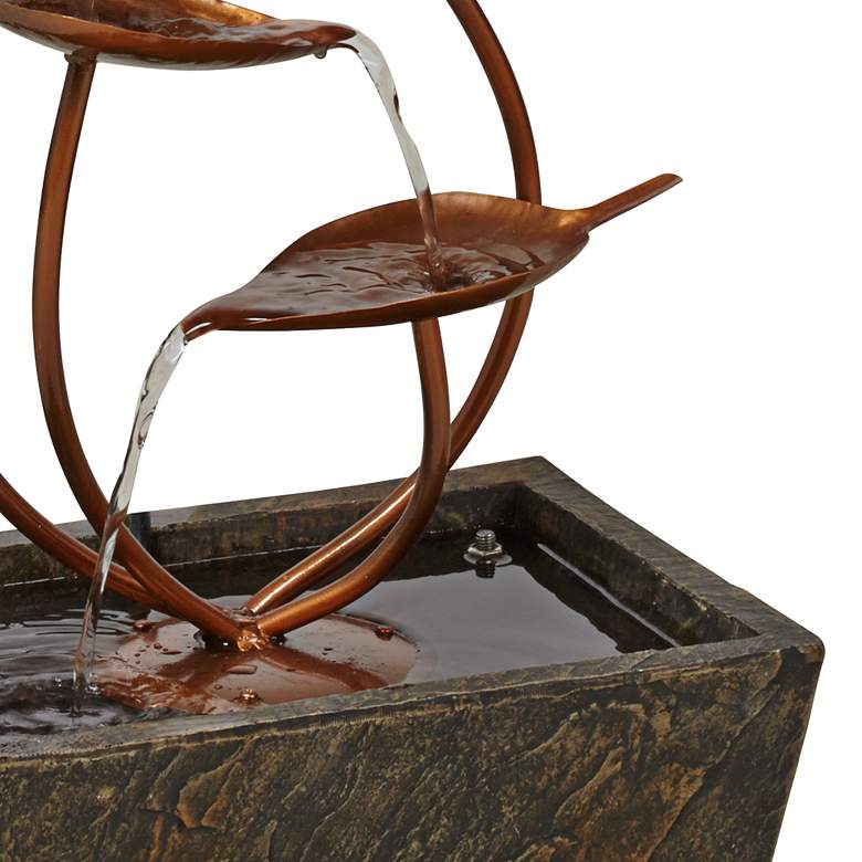 Ashton Curved Leaves 41&quot; High Copper Finish Floor Fountain more views